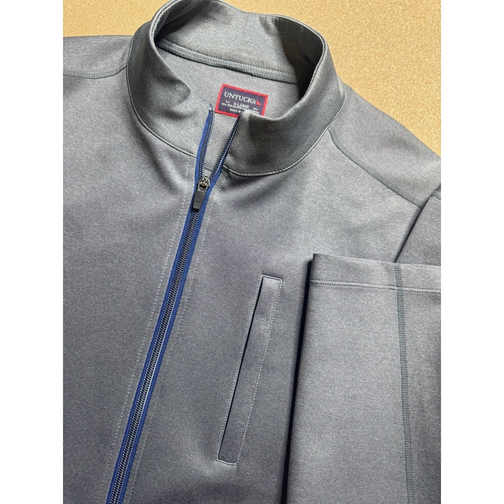 Untuckit Jacket Men Xl Gray Full Zip Athletic Performance Stretch Golf $120